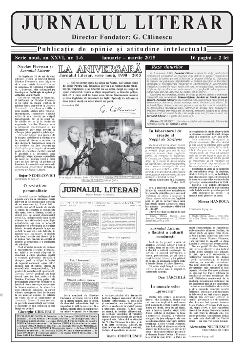 Prima pagină Jurnalul literar 1-6 ianuarie-martie 2015